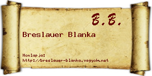Breslauer Blanka névjegykártya
